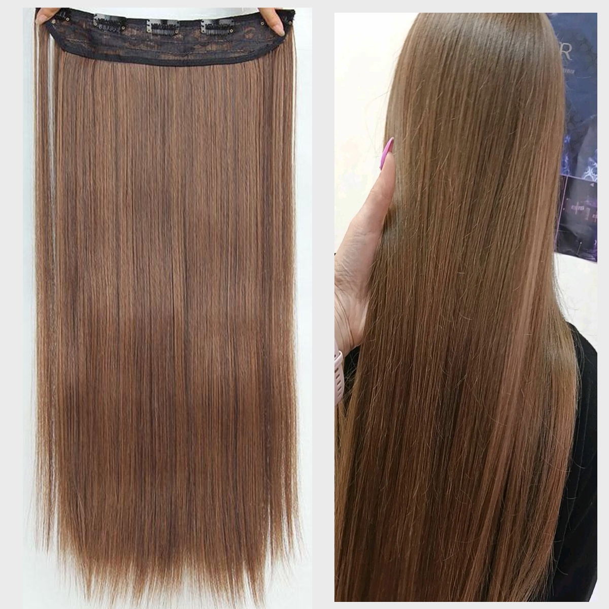 Hair Extension Golden To Brown Streaking 5 Clips In Double Shade Colored Hair Streak/Hair Extensions For Women And Girls Real Hair For Highlighting