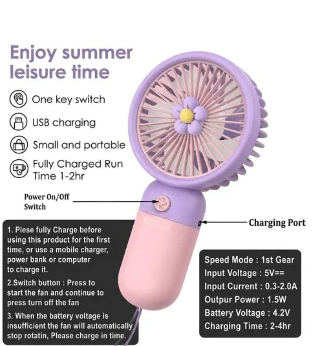 Handy Cooling Fan Portable Fan with Rechargeable Fan and cable