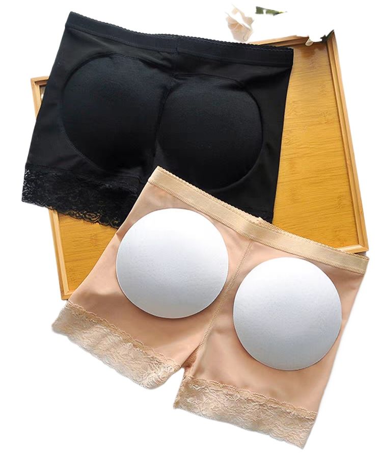 Sports Padded Underwear For Women Big Lift Padded Panty, Sponge Push Up Panties Lifter Body Shaper ,Hip Enhancer Seamless Control Body Breathable Underwear Sponge With Pads Padded U. (Black & Skin color
