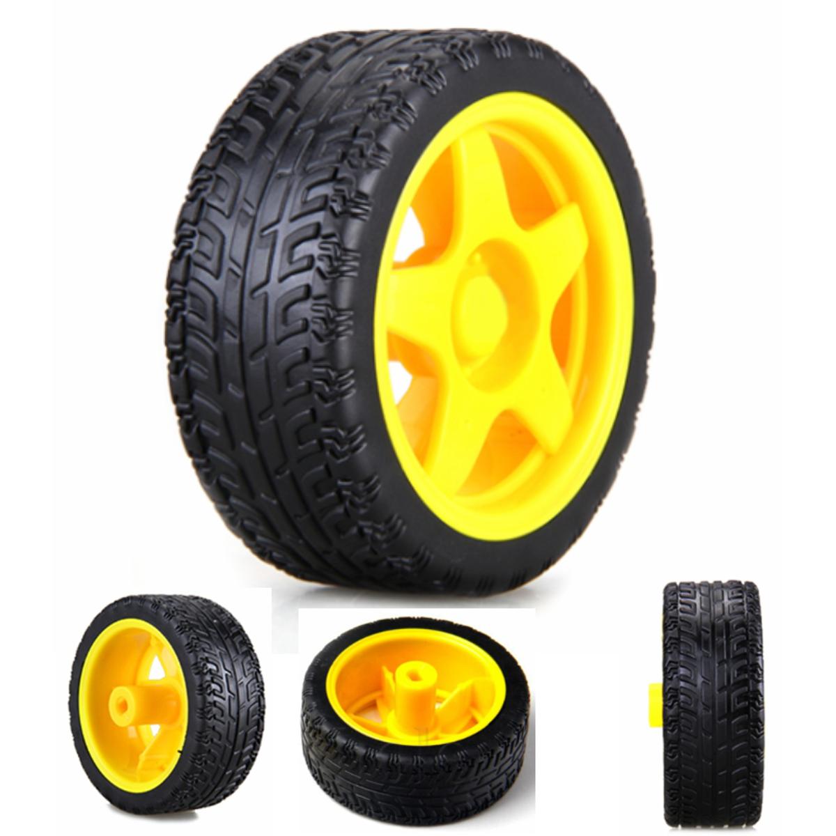 yellow Robot Plastic Tyre Wheel motor Wheel size 65mm x 26mm