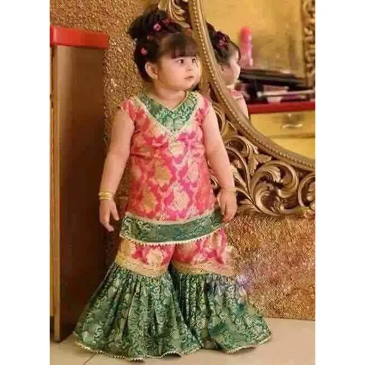 Marron Bandhani Gharchola Designer Sharara Dress Set In Pure Silk - Arfat  Khatri