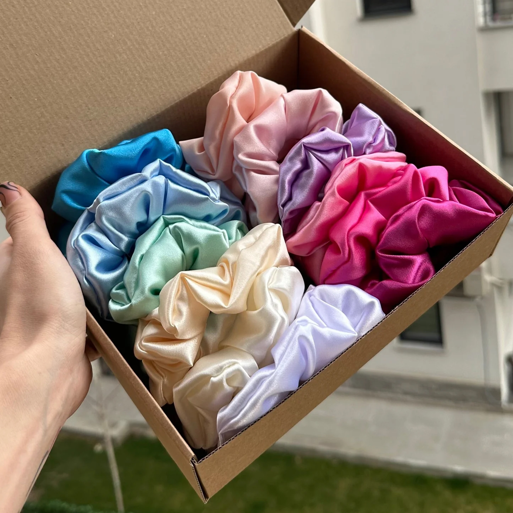 12Pcs/Set Korean PREMIUM Silk Satin Scrunchies Girls Elastic Hair Band Ponytail Holder Ties Headband Solid Color Head Rope Hair Pain-free soft ponytails silk hair ties soft Luxury Satin Scrunchies elegant fluffy scrunchies for women and girls
