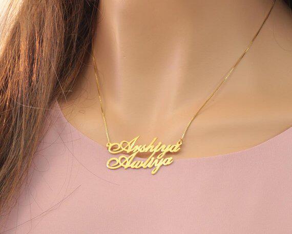 Couple Name Locket Beautiful Design And Font Double Name Locket Personalized Customized Design Name 24k G0ld Plated Pendant Necklace For Both Couple Name Necklace Buy Online At Best Prices In Pakistan Daraz Pk