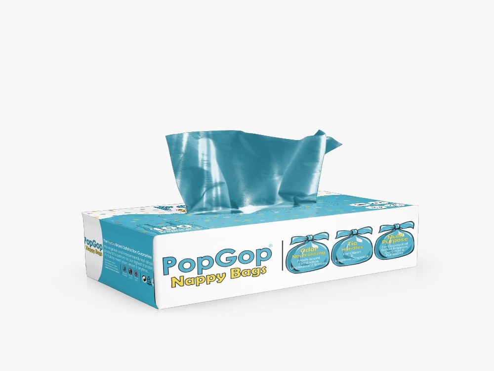 PopGop Biodegradable Nappy/Diaper Disposal Bags – 100 Pcs, Scented, Baby Diaper Bin Bags