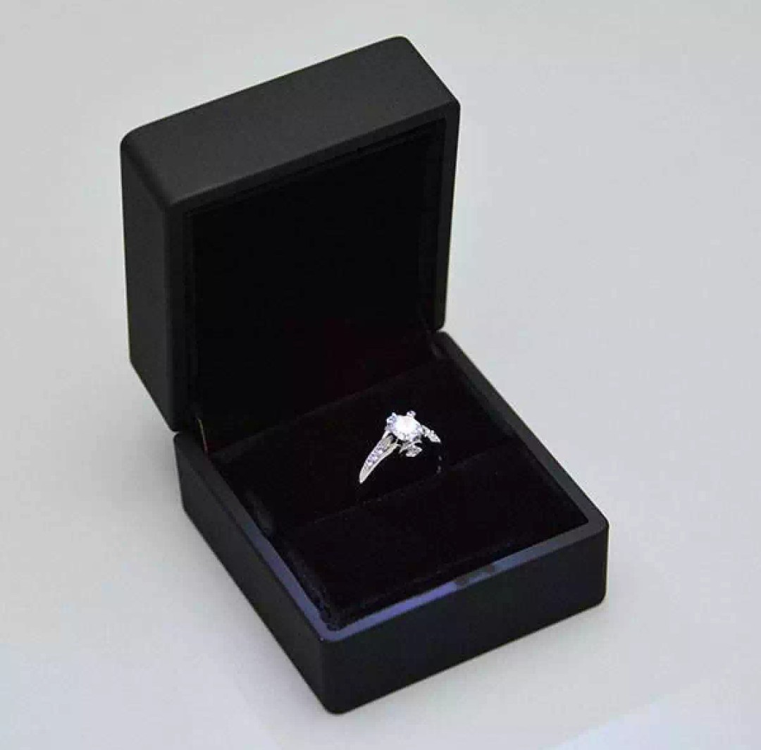 Black Engagment Ring Box With LED Light
