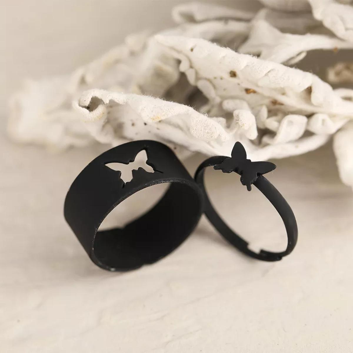 Trendy Butterfly Rings for women and girls Zinc Alloy Metallic Couple Engagement Rings