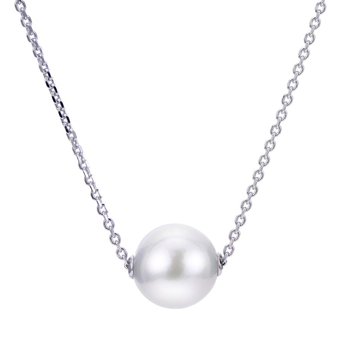 Beautiful Simple Silver & Golden Chain with Single Pearl Necklace for girls Women