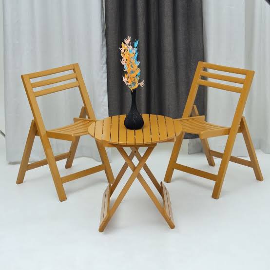 Wooden Foldable Chair Table Set with Round Table