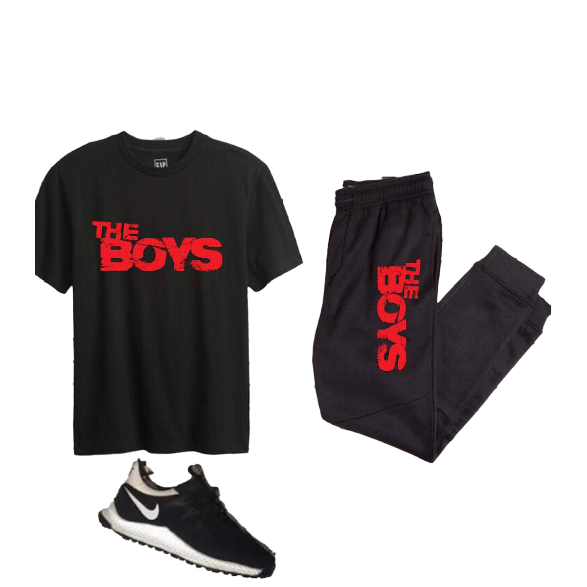 The boys printed summer track suit for men trendy jersey -Black