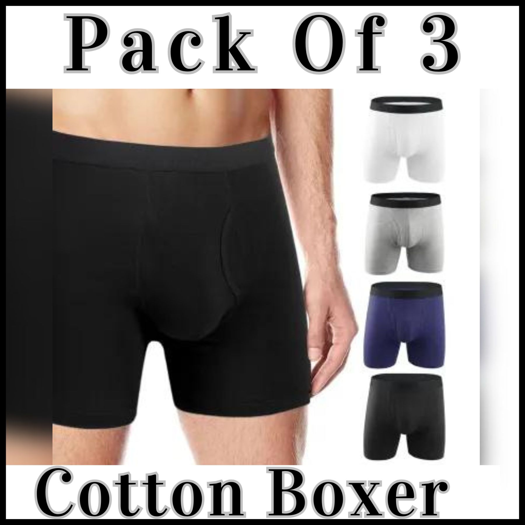 Pack of 3 Imported Boxer For Men - Random Colors - Pull On closure, Tag-free comfort waistband Quality and Variety in Boxers- Boxer For Men Pack of 3 - Random Colors