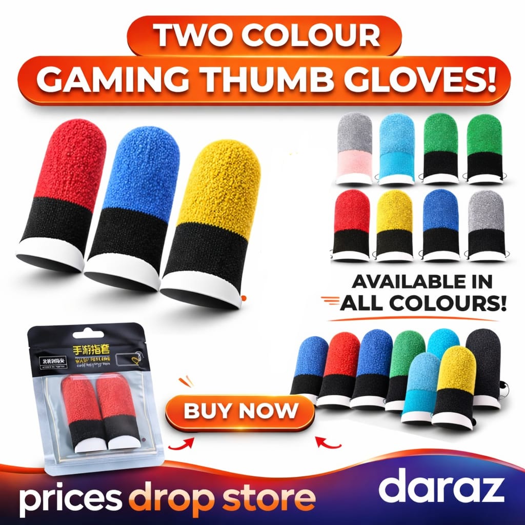 9.4🎮 3, 5, 10 Pairs – Two / 2 Colour Thumb Gloves | Gaming Thumb Gloves | PUBG Thumb Gloves & Free Fire Thumb Gloves | High Sensitivity Finger Sleeves | Anti-Sweat Breathable | Smooth Touch | Universal Fit