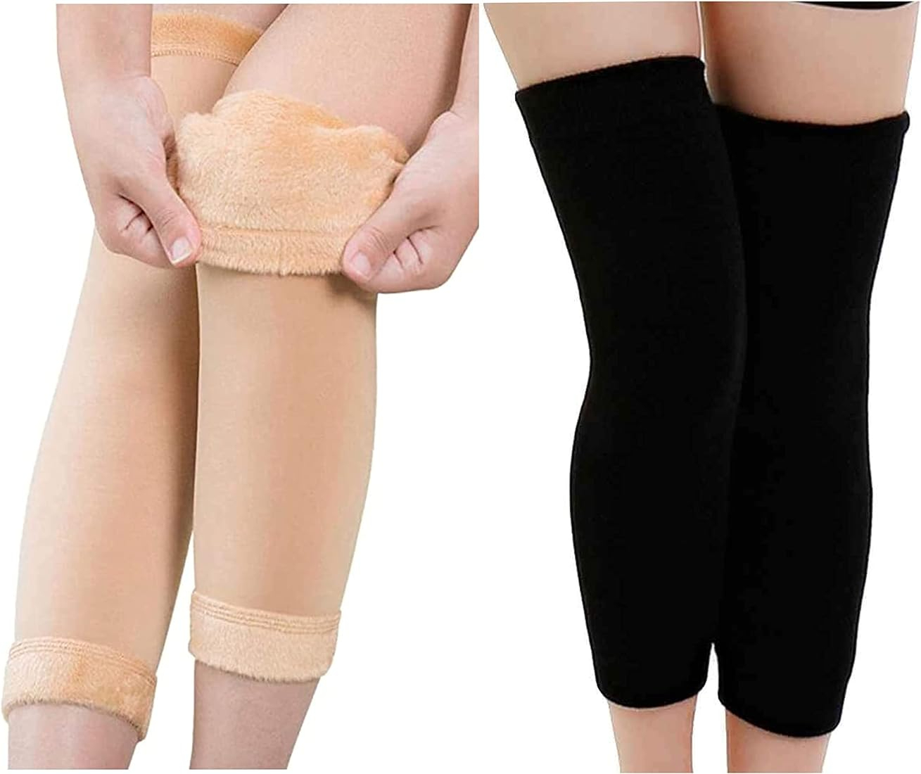 Leg Warmer Warm Knee, High Quality Fleece Inside - Brace Pad - 1 Pair Men Women Leg Warmers, Wool Blend Thermal Knee, Warmers Fashion Women Solid Color Knee High Knitted Breathable Elastic Knees Sleeves  For Men and women