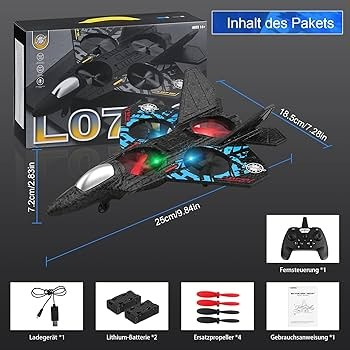 Remote Control Fighter Jet Airplane – 2.4G RC Foam Stunt Plane with LED Light, Durable Flying Toy Drone for Kids’ Entertainment