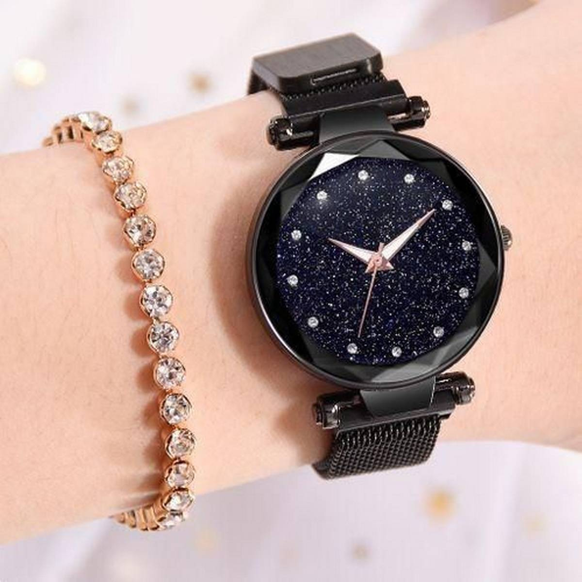 Watch For Women Stainless Steel Magnet Strap Watch For Girls