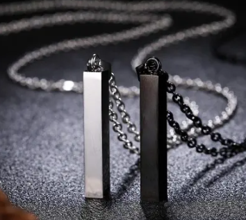 Vertical Bar Necklace for Men and Women - Stick Necklace Locket for Boys and Girls - Multicolor Chain Necklace