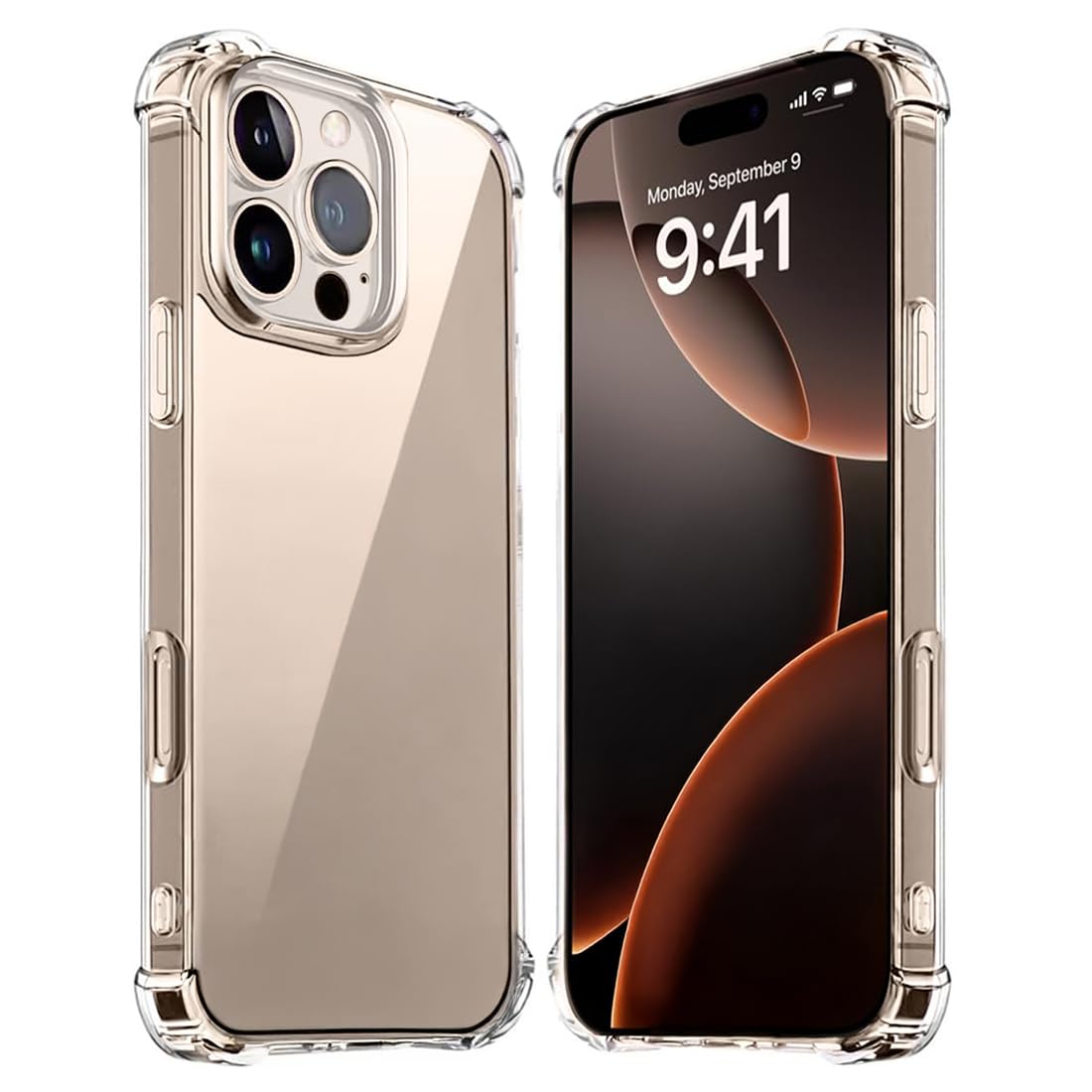 Phone 16 Pro Max / Phone 16 Pro _ Bumper Transparent Back Cover Soft TPU Shock Proof Drop Protective Crystal Clear Case (Imported Transparent)