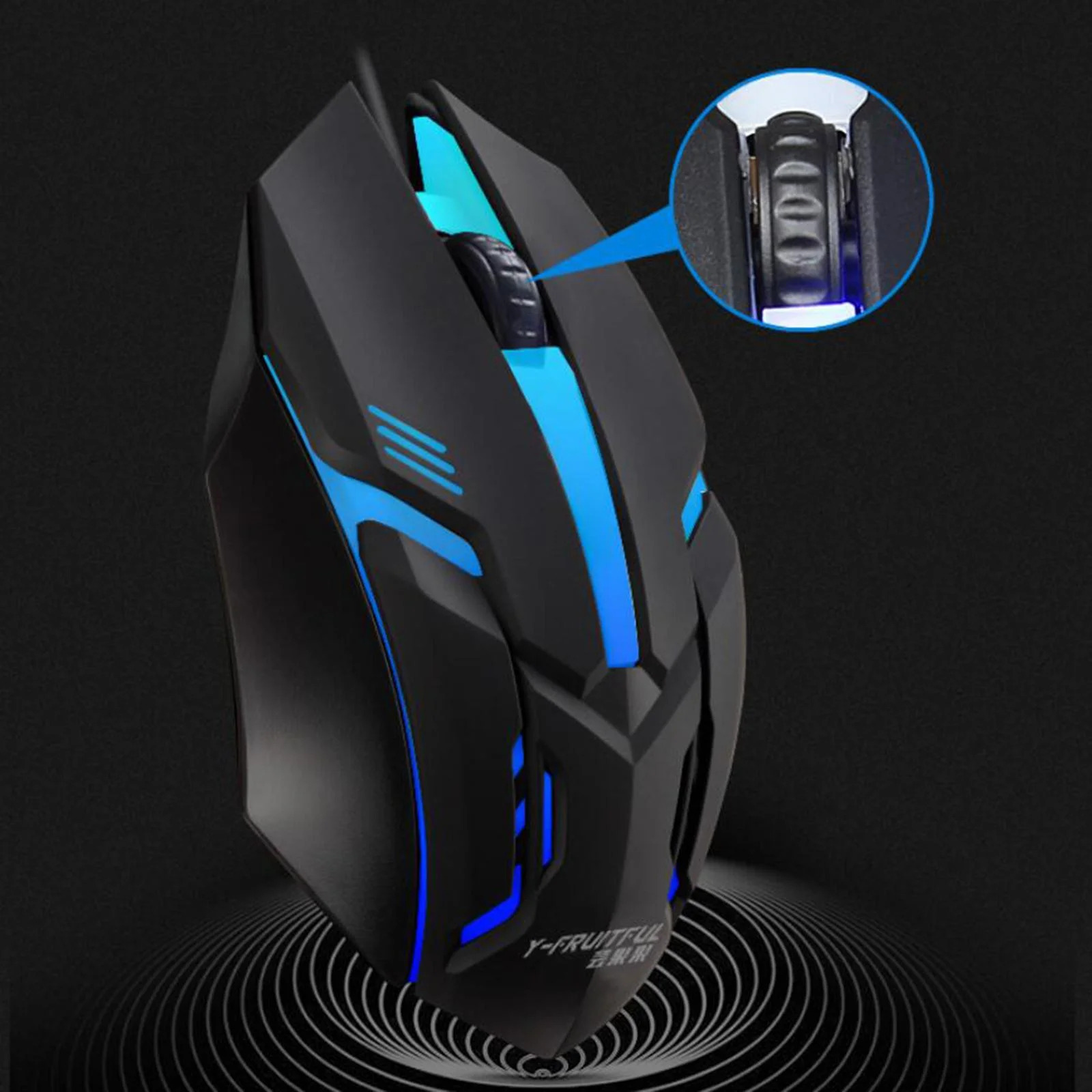 7 Colour Rainbow Lights Mouse Gaming Laptop Computer LED Lights Mouse Black Wired USB Mouse