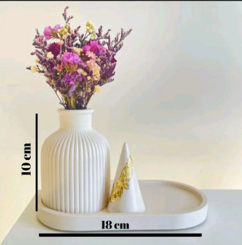 Set of 3 Home Decor Pieces, Jewelry Storage Box, Mini Vase, and Oval Tray for Dressing Table Display