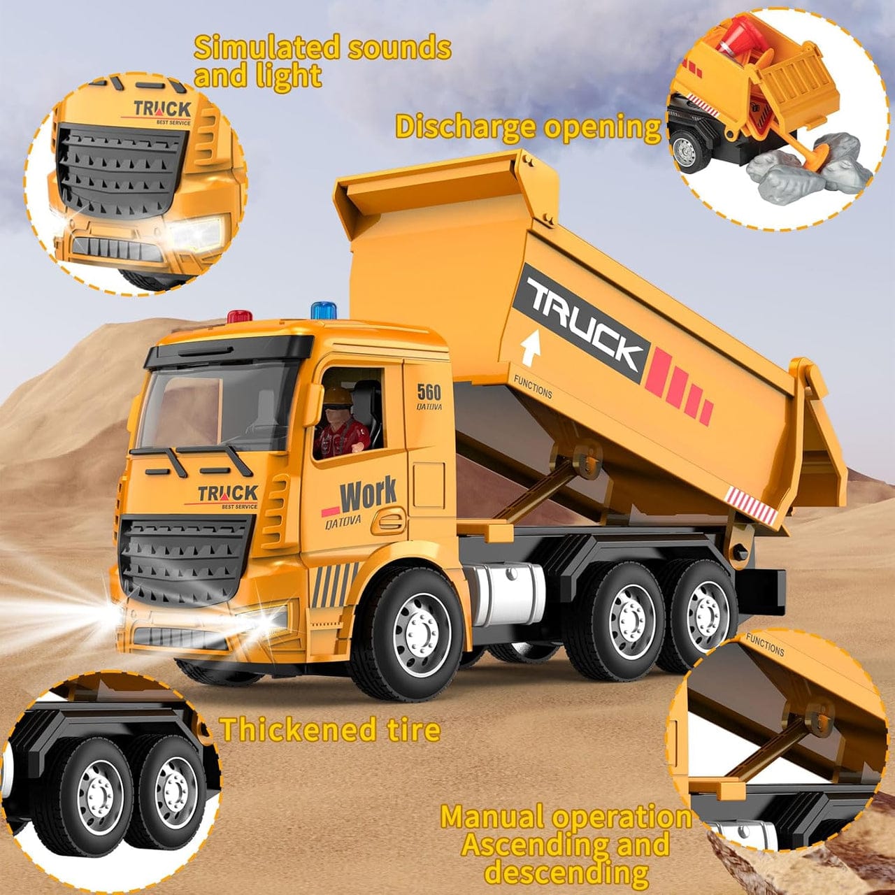 4 Channel Super RC Dumper Truck 1:20 Scale | Rechargeable Remote Control Construction Truck with Lights & Sound | Engineering Vehicle Truck