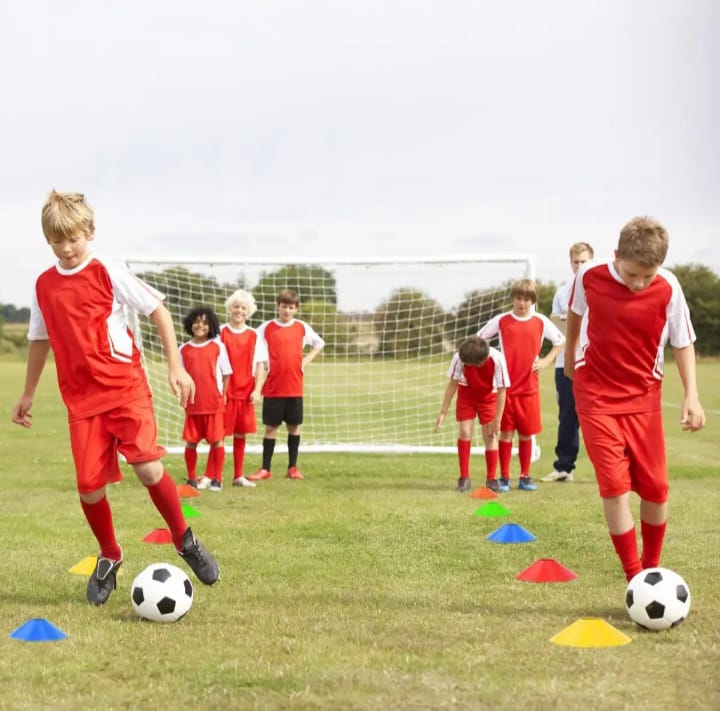 12 Pcs Football Training Cones - Football/Sports/Hockey/Road Marker, Safety and Goal Keeper shin Space Marking in the Ground