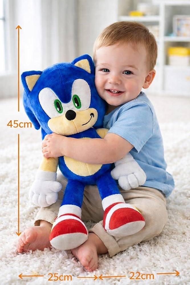 Sonic Plush Toy – Soft Stuffed Animal Doll with Classic Design, Premium Plush Fabric, Gift for Kids & Fans - 45cm
