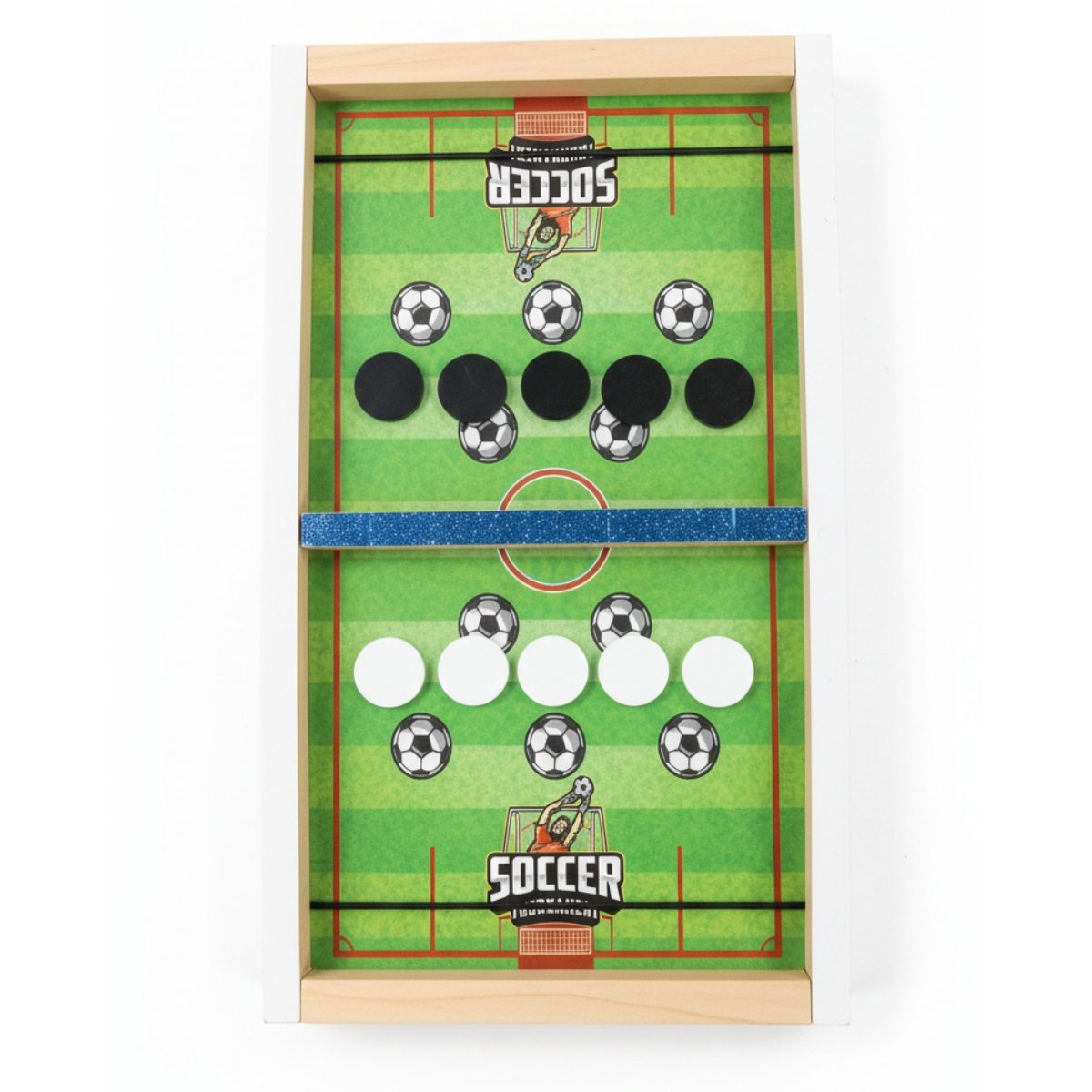 Pucket Table Football Game for Kids & Adults - Large Premium Wooden Fast Sling Puck Board Game | Rapid-Shot Tabletop Hockey Toy for Family Game Night | Portable Indoor Sports Battle Board Game