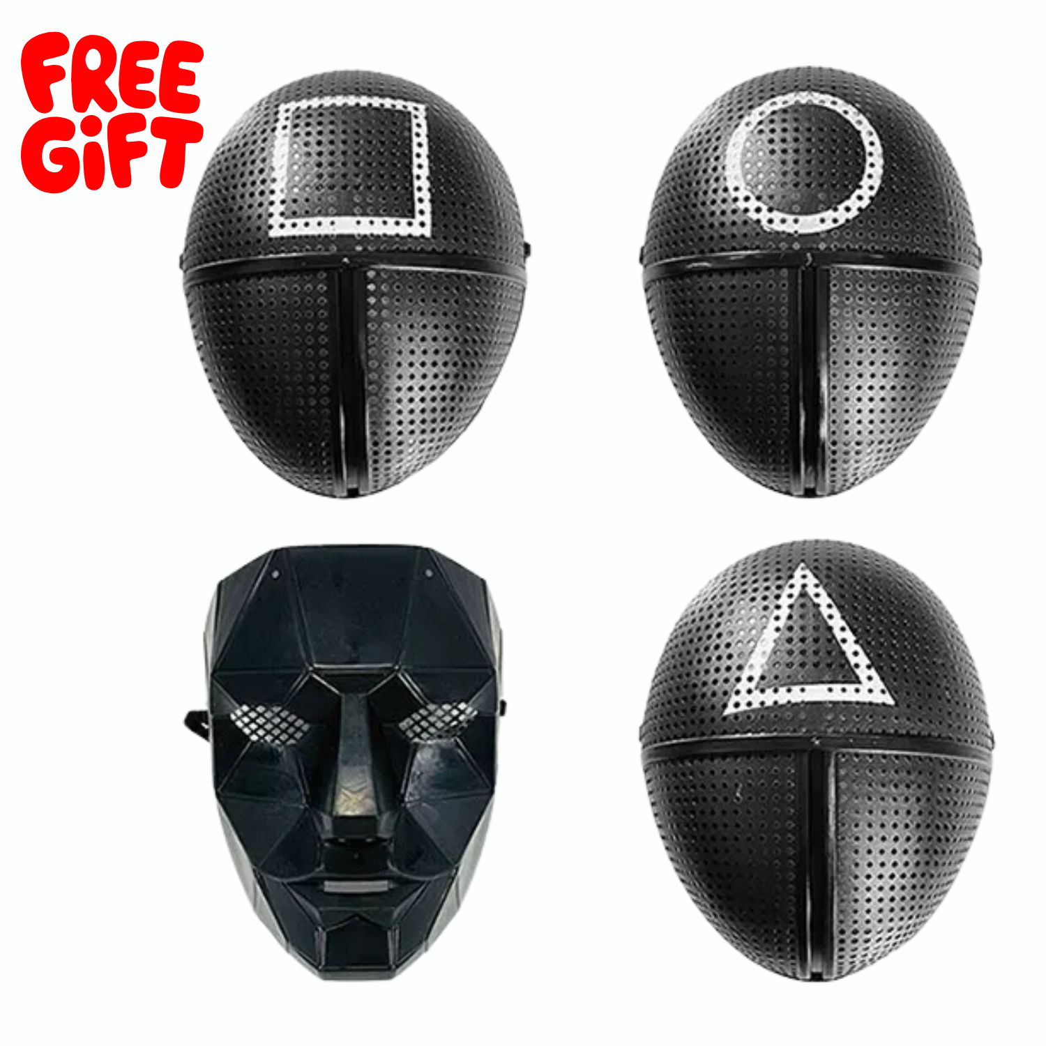 Squid Game Mask Collection | Front Man, Guard (Triangle, Square, Circle) | Halloween, Cosplay & Costume Party Masks for Kids & Adults