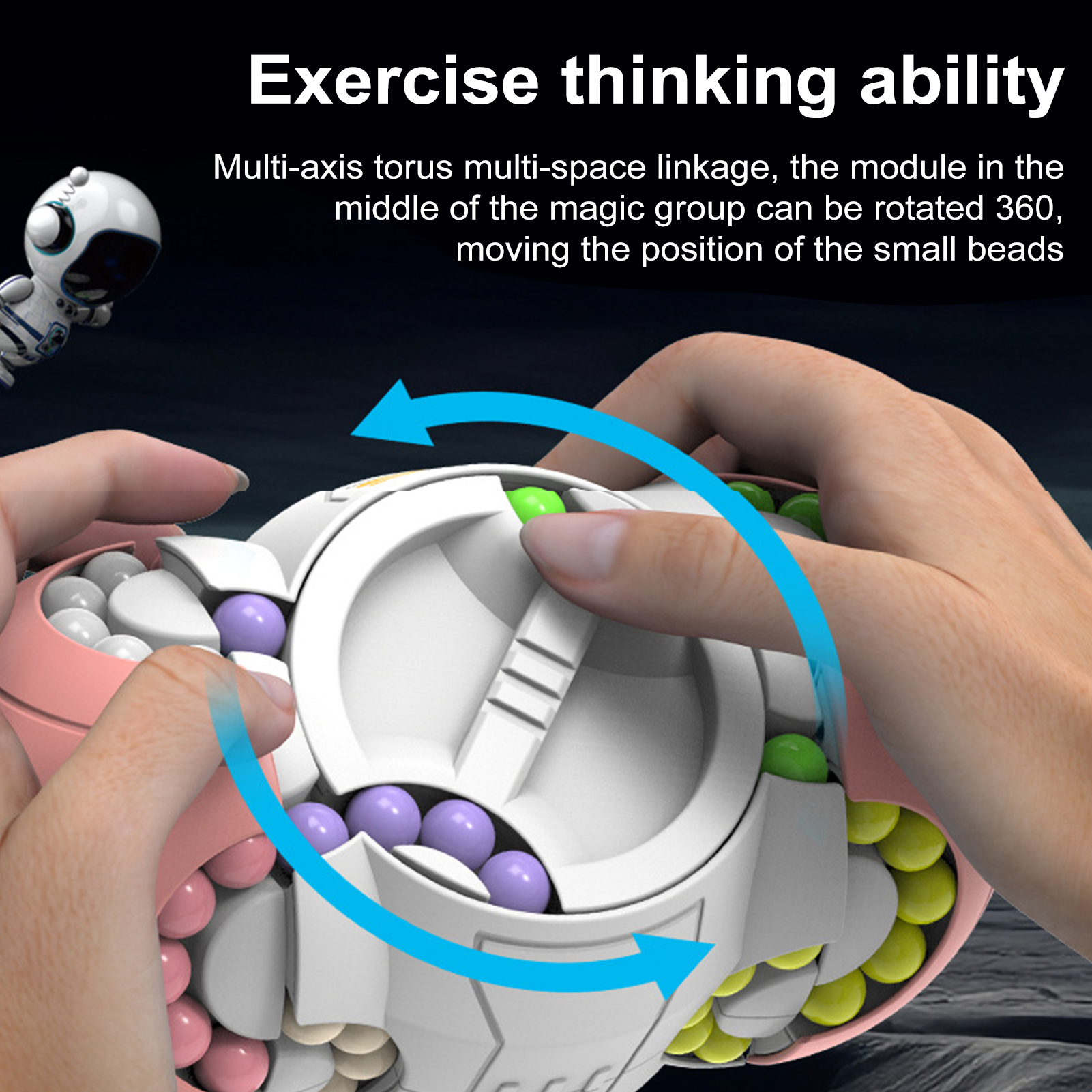 Stress Relief Bean Cube Toy Rotating Bean Cube Spinner Toy Stress Relief Fidget Sensory Toy For Adults Kids Educational Handheld Bead Puzzle Spinning Cube Perfect Gift