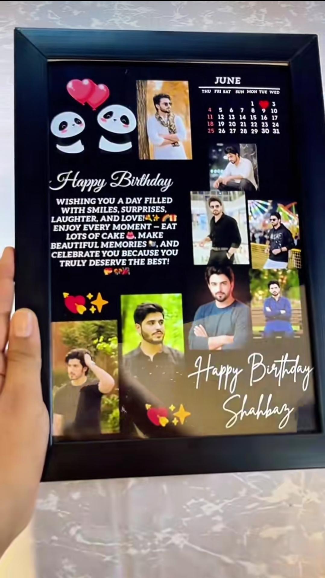 🎁 Personalized Birthday Photo Frame | Custom Photo Collage with Name & Calendar Gift
