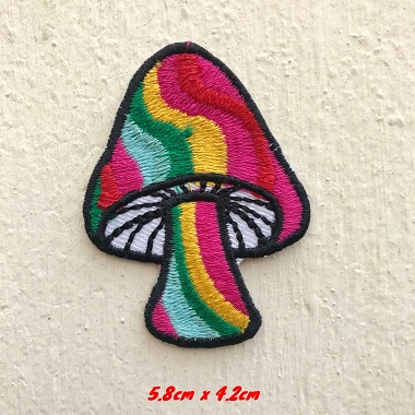 Magic Mushroom rainbow Patch Iron Sew On kids clothing dress shirt cap bag jacket jeans craft logo shoes repair Brand Badge  Embroidered Badge#1674