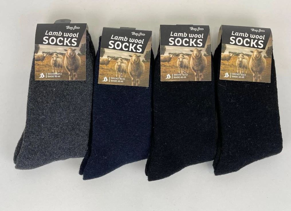 Lamb Wool Men’s Winter Full Socks | Heavy Duty Warm Thermal Wool Boot Socks | Thick Merino Wool Socks for Men | Multicolors & Random Designs | Comfortable Cozy Socks for Daily Wear, Office, Hiking, Outdoor & Work | Durable Long-Lasting Winter Warm Socks