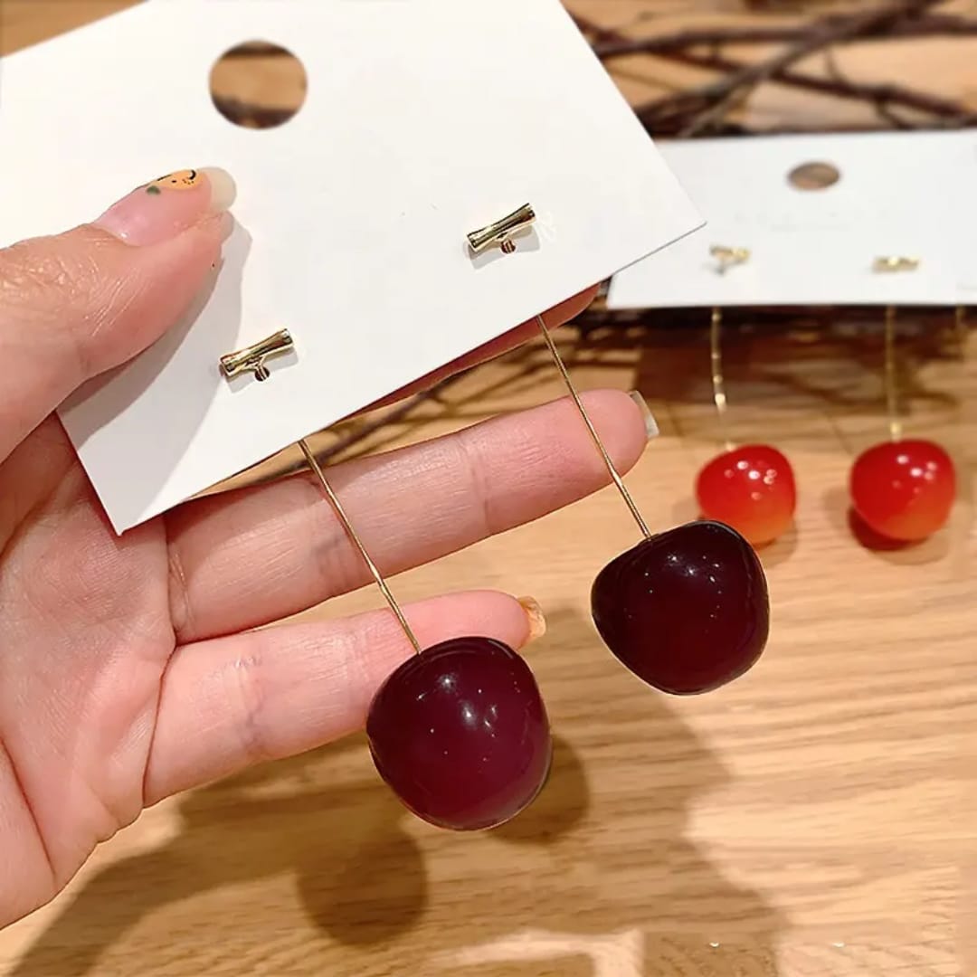 Trending Red Cherry Drop Earrings And Mix Designs