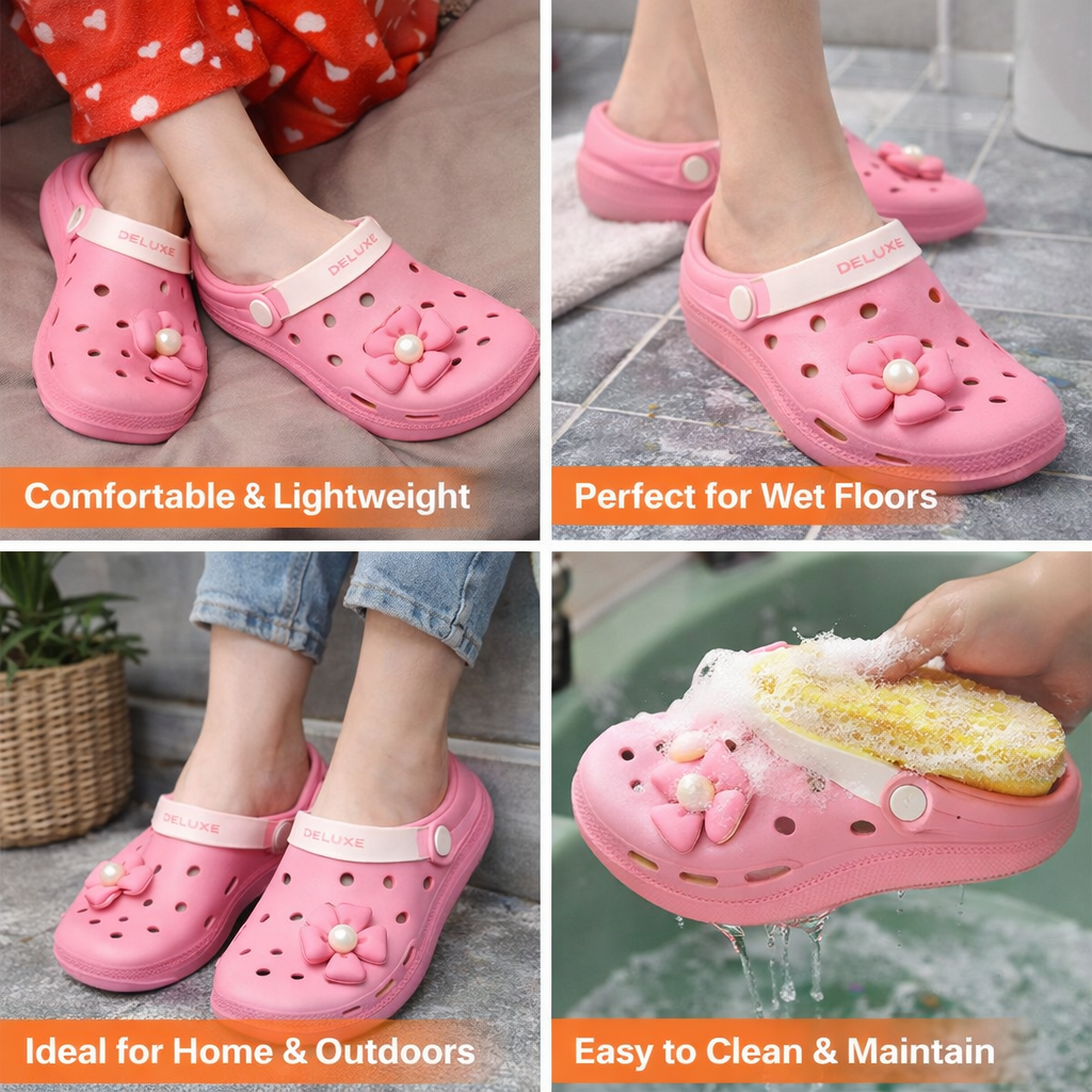 Deluxe footwear Light weight Crocs with soft sole for women | Deluxe shoes crocs for women Stylish crocs for women | Soft and comfortable ladies Clogs