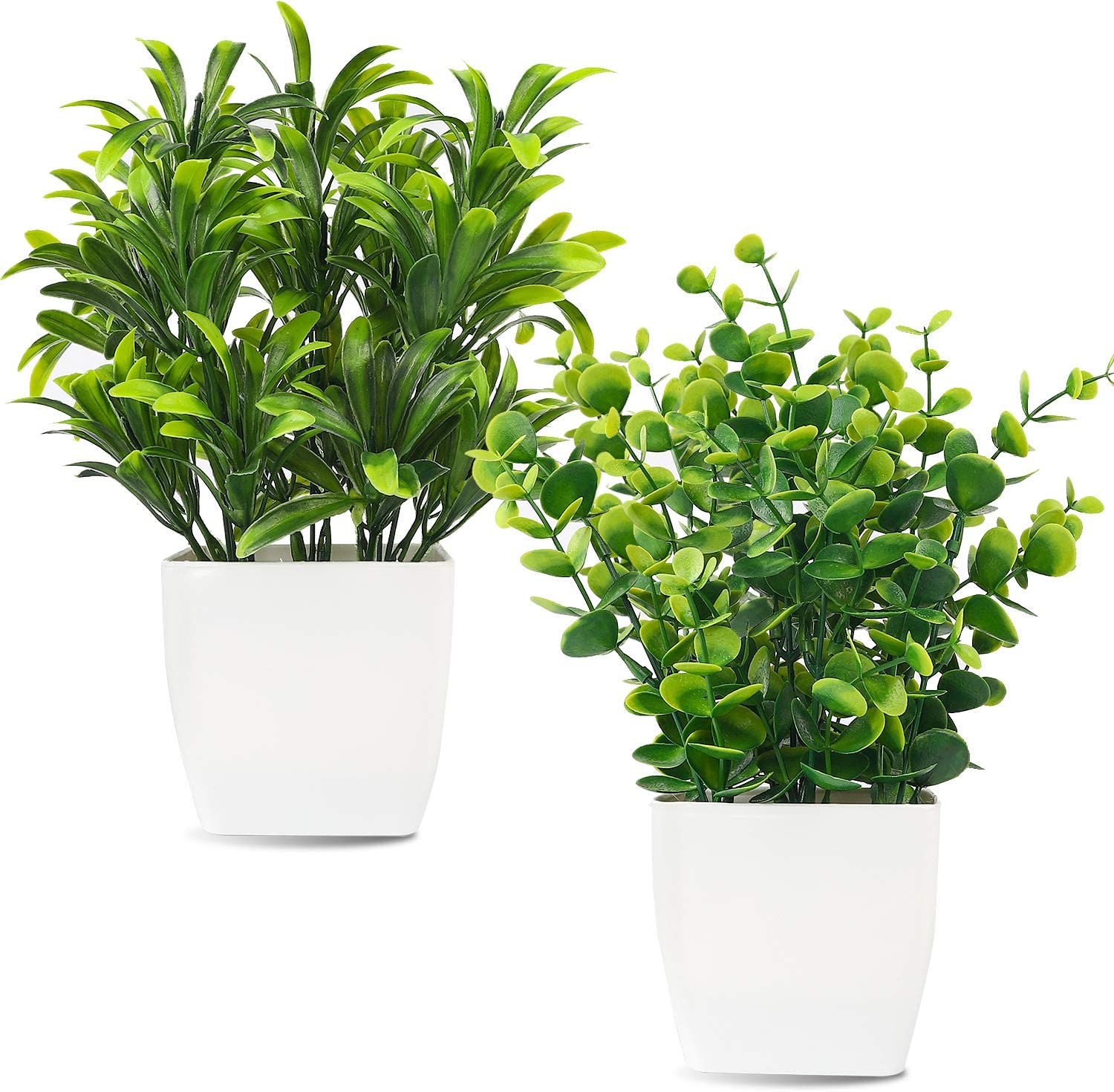 Pack of 2 Mini Plant Artificial Decoration Piece with pot Best for home & Office Decoration purpose