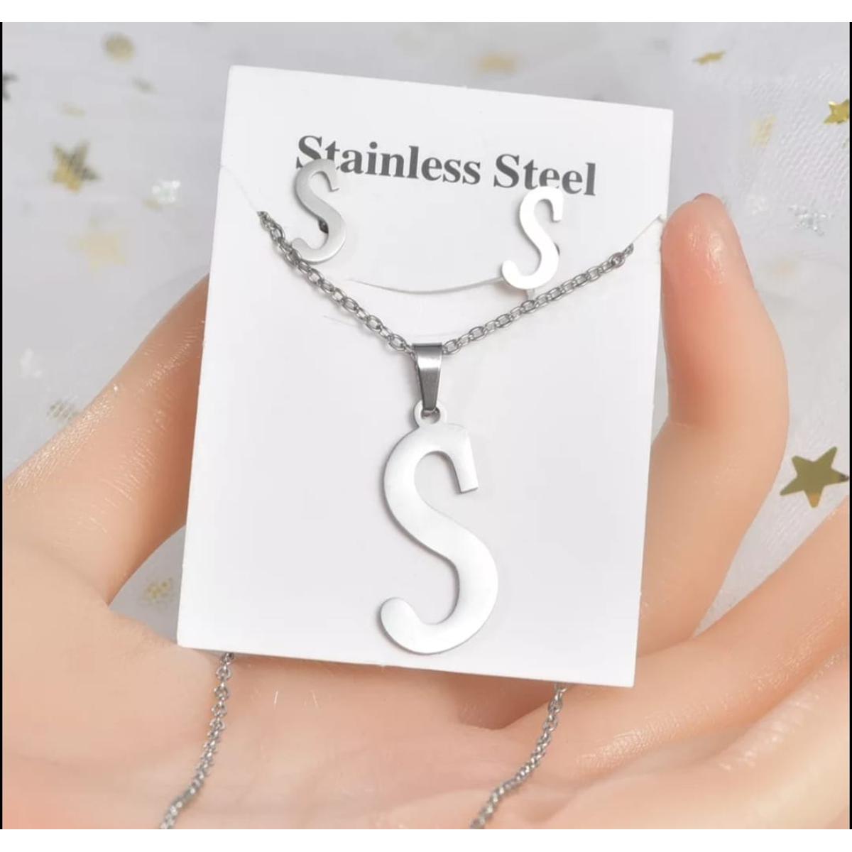 Alphabet Jewelry Set in Titanium Steel