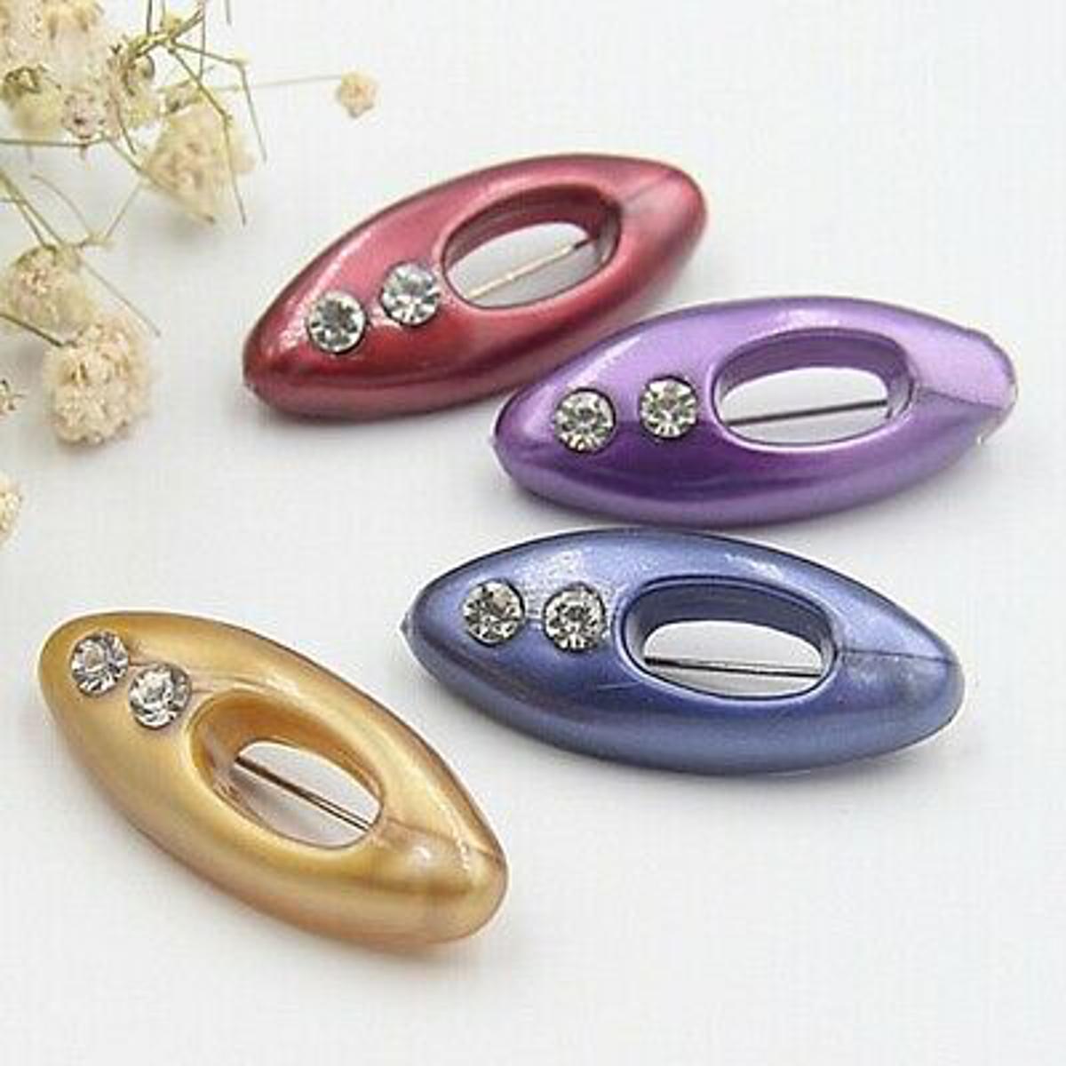 4pcs Plastic Rhinestone Muslim Hijab Pins Islamic Scarf Safety