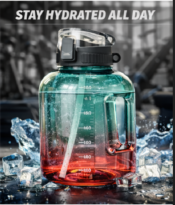 2.5L Large Gym Water Bottle with Straw & Handle  Leakproof BPA-Free Motivational Sports Water Jug  Big Capacity Fitness Bottle for Gym, Workout & Outdoor