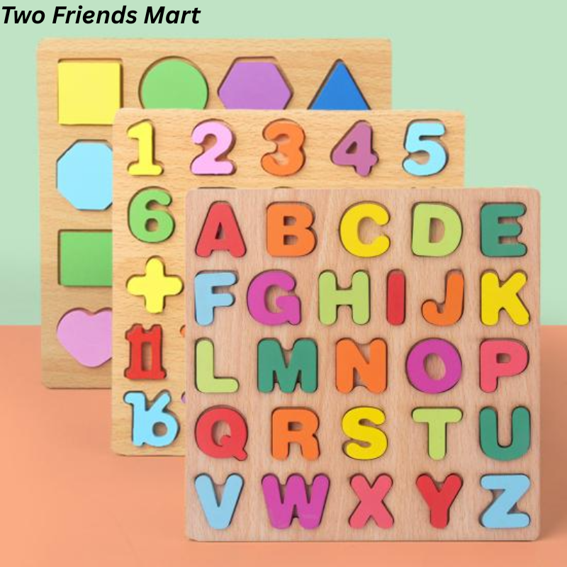 Colorful Wooden Alphabet Puzzle Board, Educational Letters and Numbers Matching Game, Kids Wooden Learning Toy and Early Education Board.
