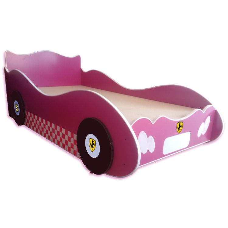 Furnishoo Kids - Racing Car Bed - Kids Furniture - Pink High Back Car Bed