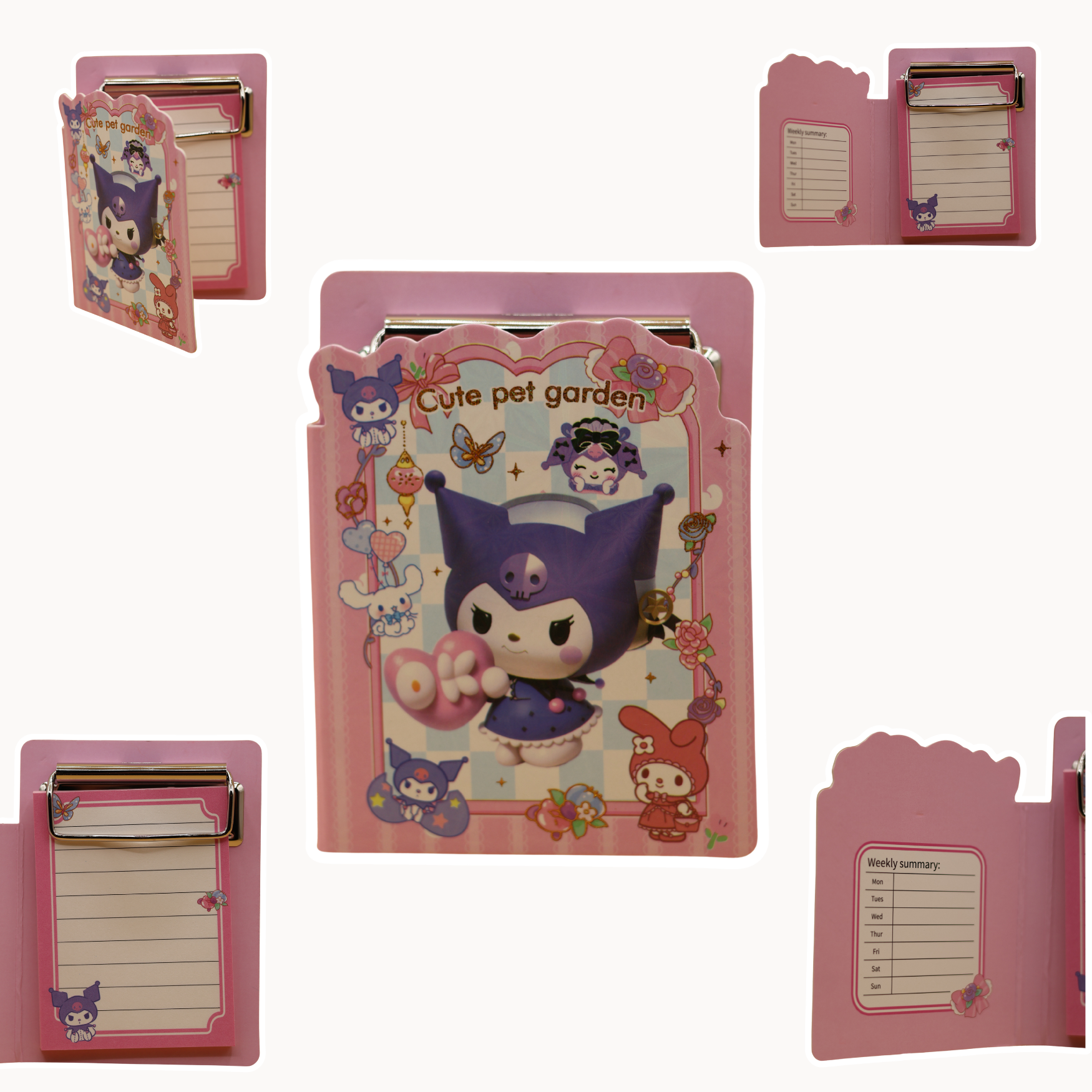 Kuromi Mini Notepad Clipboard Cute Cartoon Memo Pad with Clip Small Pocket Notebook Lined Pages Kawaii Stationery Weekly Planner for Kids Girls School Office To Do List Portable Writing Pad Cute Pet Garden Design Gift price in Pakistan