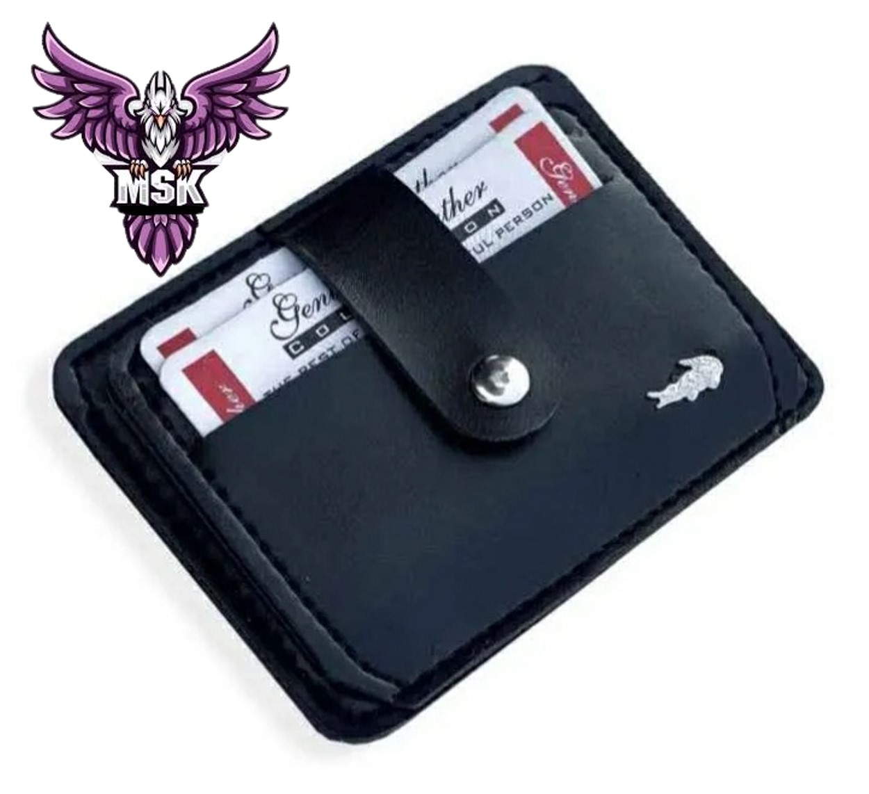 New Slim 9 Pockets Button Down Card Holder Mini Zipper PU Leather Wallet for Men's
