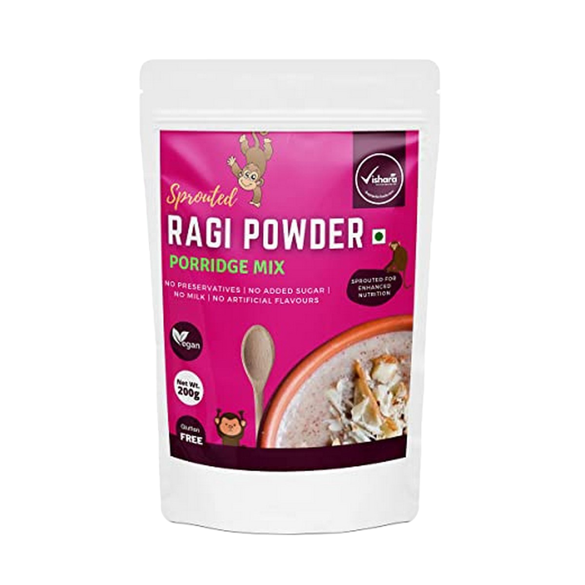 prouted Ragi Powder | Natural Finger Millet Flour | Kelvaragu Flour | Rich in Calcium & Protein (200g)