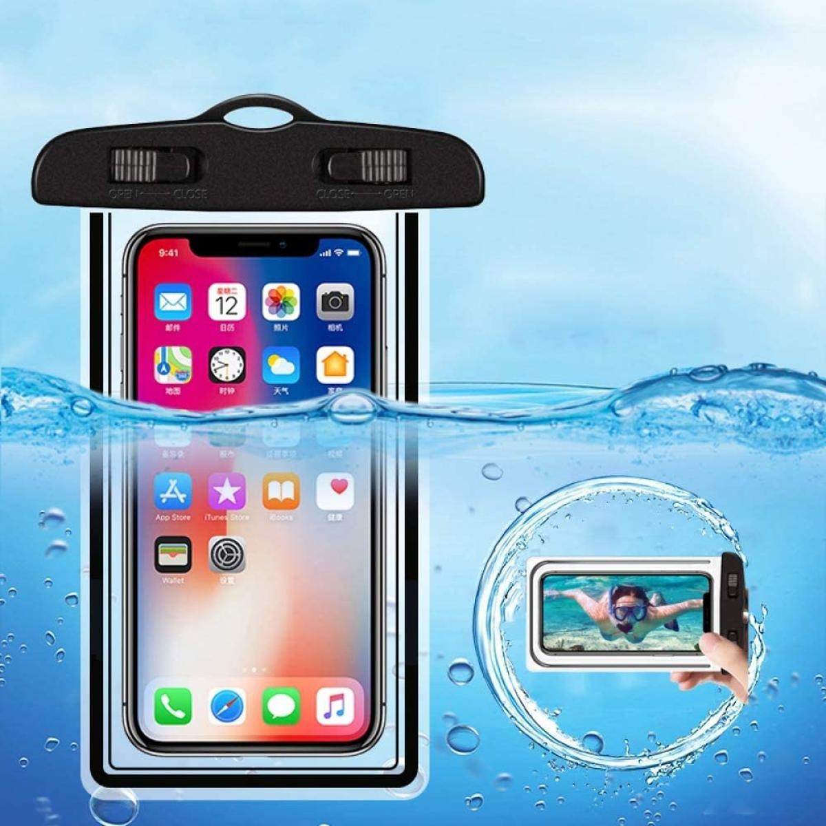 FRAKIN Universal Waterproof Mobile Cover Pouch Heavy Duty Water Resistant Dry Bag Touch Screen Compatible Transparent Protective Case for Swimming Beach Vacation Water Sports Fishing Kayaking Boating Travel Outdoor Activities Rainproof Dustproof Sandproof