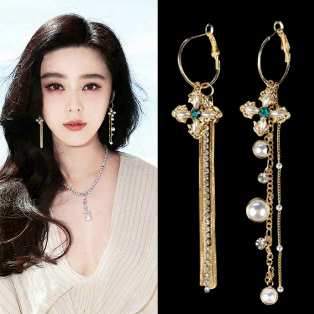 New Fashion Popular Earrings Simple Circle Tassel Multi-layer Asymmetric Long Earrings