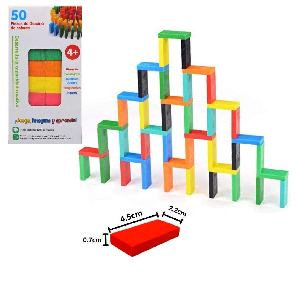 50Pcs & 120 Pcs Domino Wooden Blocks | Colorful Wooden Domino Blocks Set