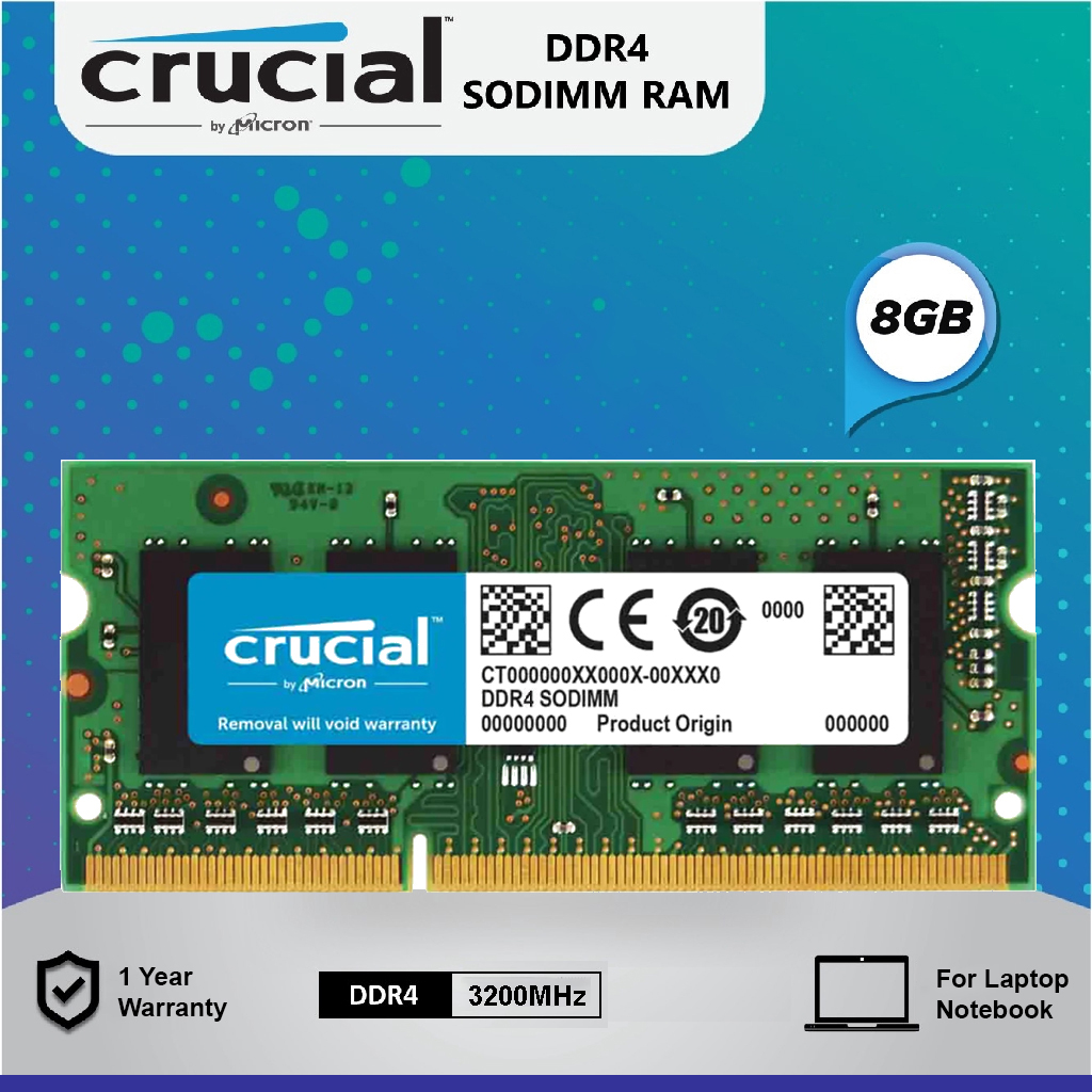 Crucial Ddr4 Ram For Laptop Notebook 8gb 3200mhz 1.2v So-dimm 260 Pin