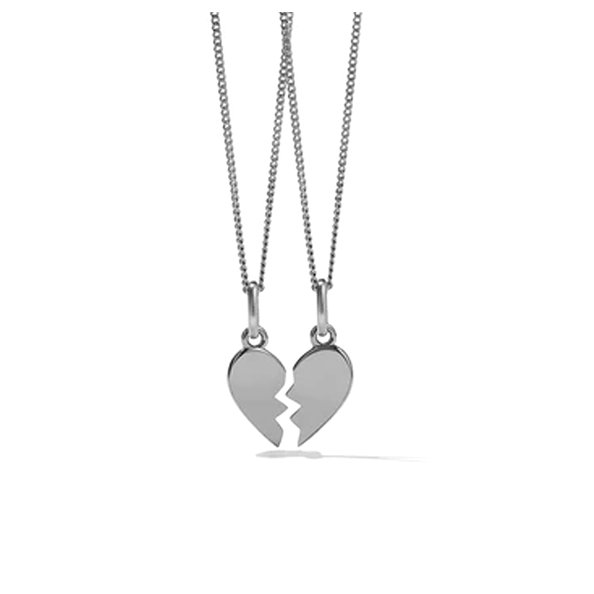 2 Pcs Silver Heart Broken Pendant Necklace With 2 Chain For Girls Women Couples Men Friendship Nacklace - Heart Broken Non Magnetic Matching Couple Best Friend Ship Locket For Ladies