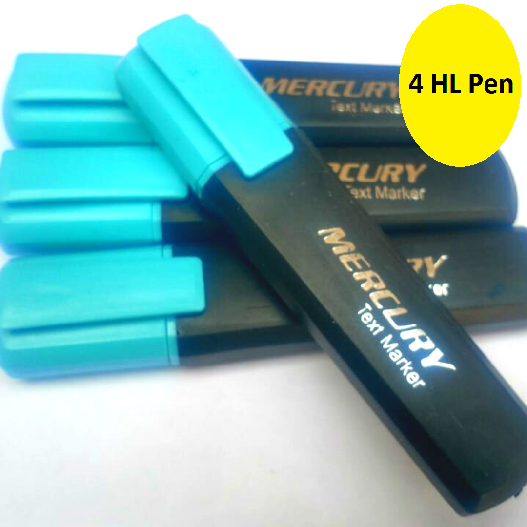 Mercury Highlighter Pens - Chisel Tip 1-5mm - Text Markers - Quick Dry Highlighting Markers - Highlighters Stationary