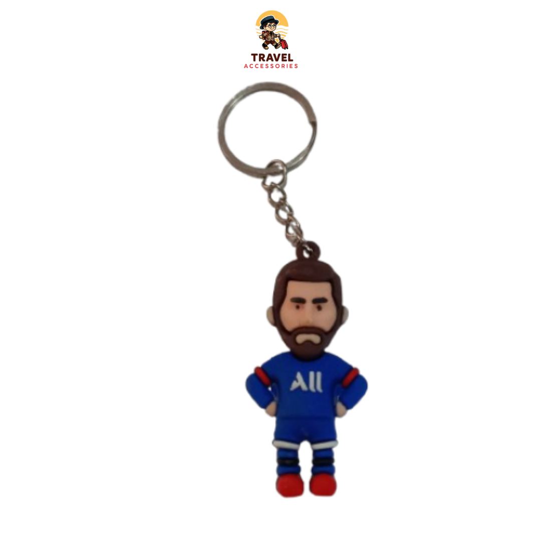 Travel Accessories Football Player Cartoon Keychain | Cristiano Ronaldo Lionel Messi Neymar Jr Footballer PVC Key Ring | Soccer Player Bag Charm | Sports Keychain | 1 Piece