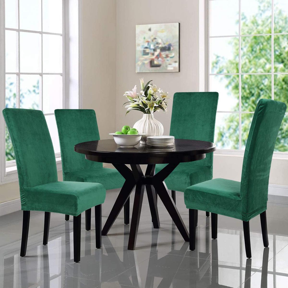 Shatex Black Stretch Dining Chair Covers Set of 4-Washable Chair